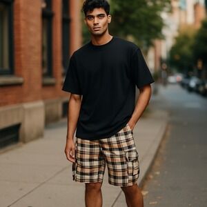Levi's Mens Cargo‎ Shorts Plaid Checkered Casual Summer Relaxed Fit Size 34